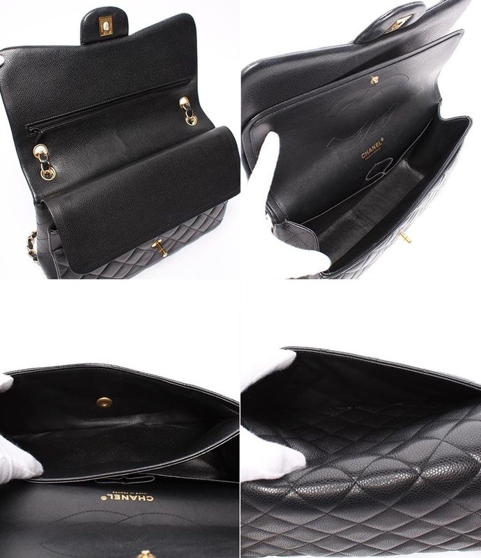 Chanel Chain Shoulder Bag Double Chain Double Flap Caviar Skin 16th Matelasse