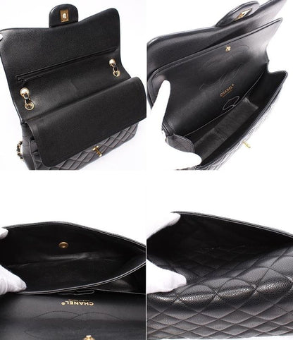 Chanel Chain Shoulder Bag Double Chain Double Flap Caviar Skin 16th Matelasse