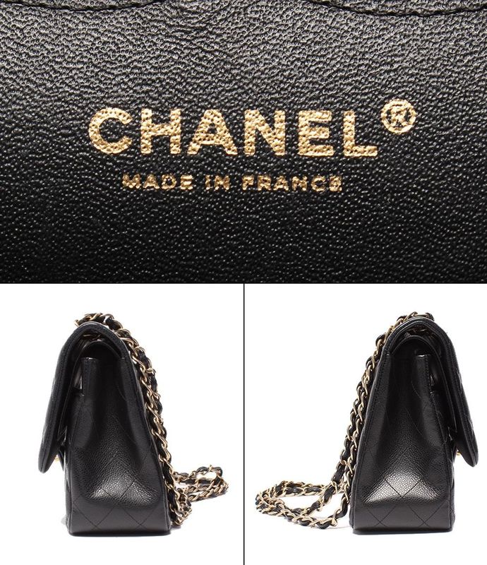 Chanel Chain Shoulder Bag Double Chain Double Flap Caviar Skin 16th Matelasse