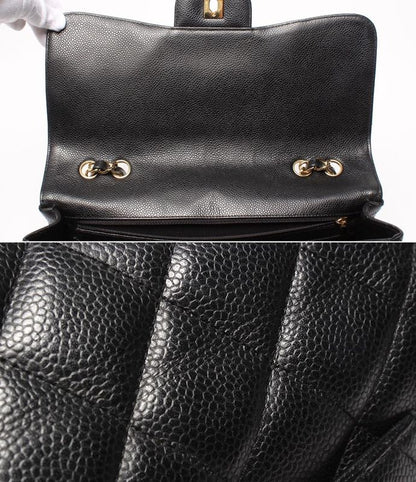 Chanel Shoulder Bag Caviar Skin Gold Hardware W Chain Matelasse Single Flap 30