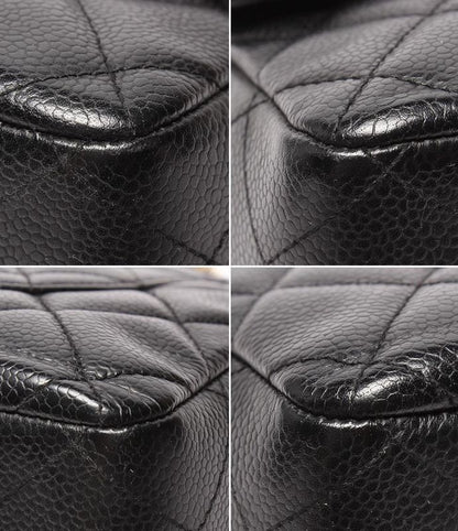 Chanel Shoulder Bag Caviar Skin Gold Hardware W Chain Matelasse Single Flap 30