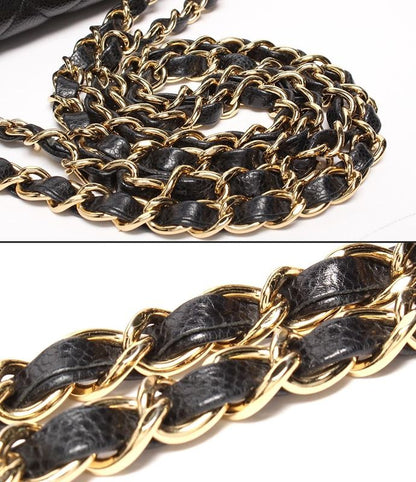 Chanel Shoulder Bag Caviar Skin Gold Hardware W Chain Matelasse Single Flap 30