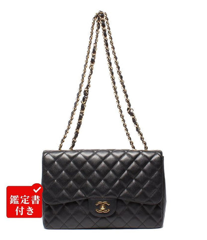 Chanel Shoulder Bag Caviar Skin Gold Hardware W Chain Matelasse Single Flap 30