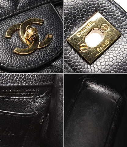 Chanel Shoulder Bag Caviar Skin Gold Hardware W Chain Matelasse Single Flap 30