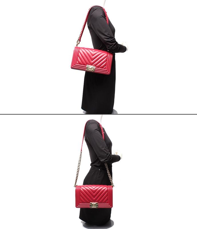 Chanel Chain Shoulder Bag Shoulder Gold Hardware Chevron V Stitch Lambskin Boy