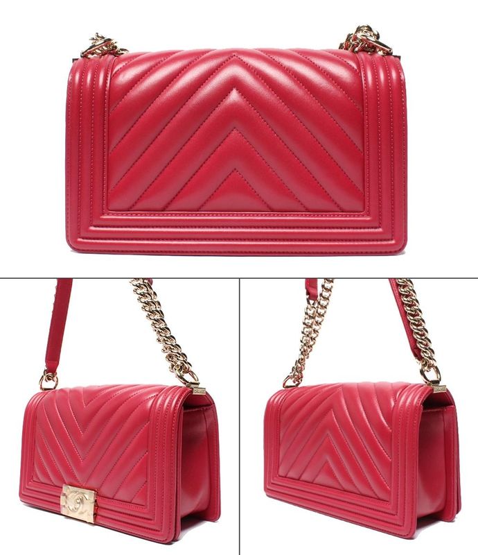 Chanel Chain Shoulder Bag Shoulder Gold Hardware Chevron V Stitch Lambskin Boy