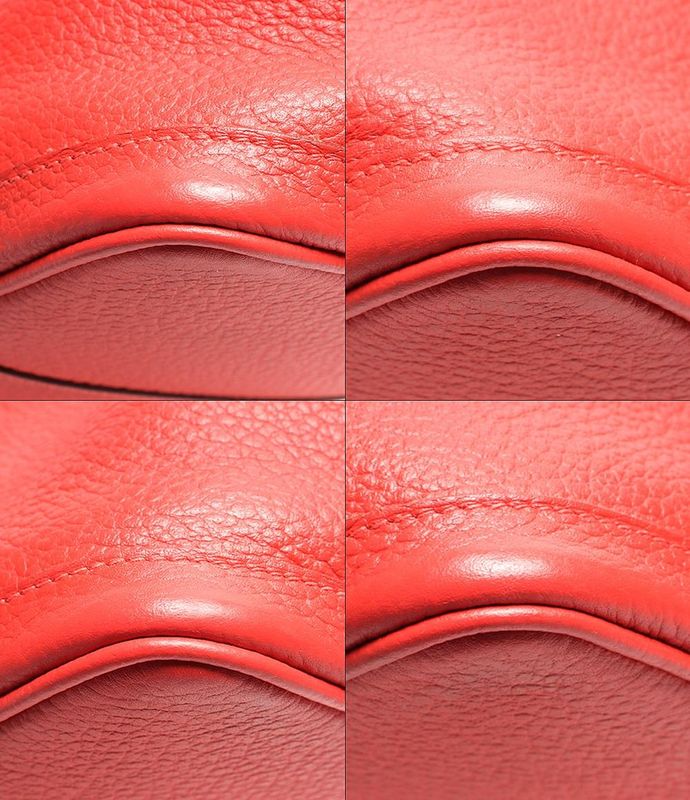 Hermes Leather Tote Bag Engraved Silver Hardware Garden Party PM Negonda Rouge