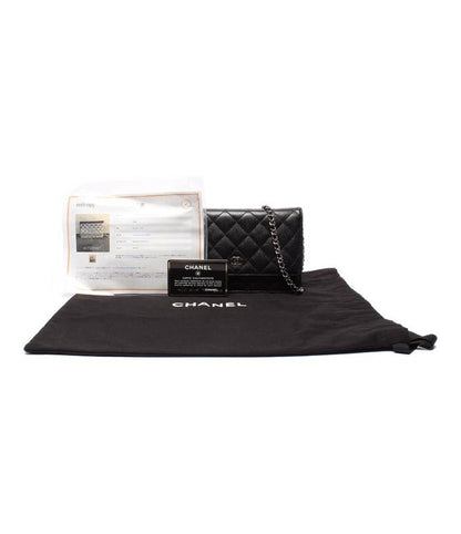 Chanel Chain Shoulder Wallet Silver Hardware Caviar Skin Ladies Chanel