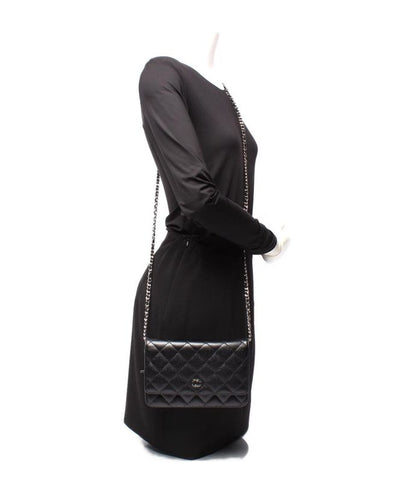 Chanel Chain Shoulder Wallet Silver Hardware Caviar Skin Ladies Chanel