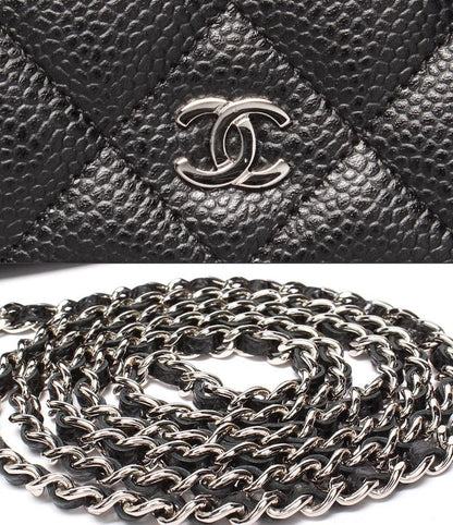 Chanel Chain Shoulder Wallet Silver Hardware Caviar Skin Ladies Chanel
