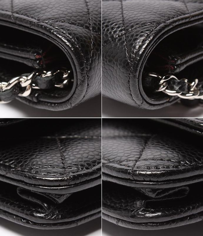 Chanel Chain Shoulder Wallet Silver Hardware Caviar Skin Ladies Chanel