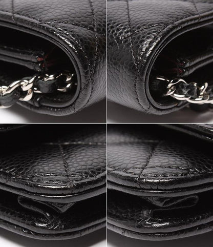 Chanel Chain Shoulder Wallet Silver Hardware Caviar Skin Ladies Chanel