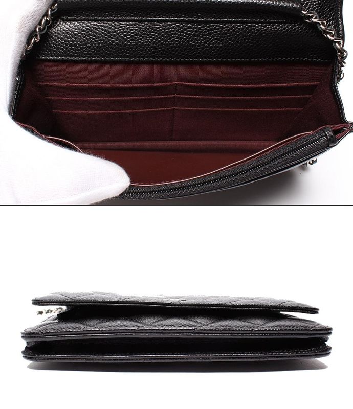 Chanel Chain Shoulder Wallet Silver Hardware Caviar Skin Ladies Chanel
