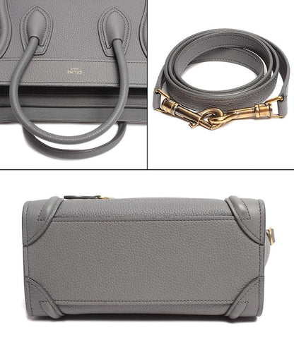 Celine 2way Leather Handbag Gold Hardware Luggage Nano Shopper Cole Women's