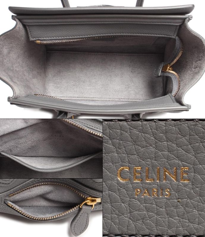 Celine 2way Leather Handbag Gold Hardware Luggage Nano Shopper Cole Women's