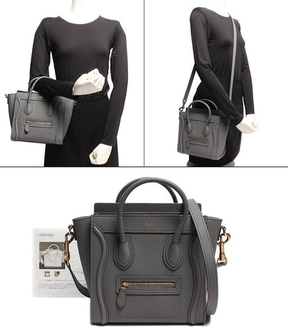 Celine 2way Leather Handbag Gold Hardware Luggage Nano Shopper Cole Women's