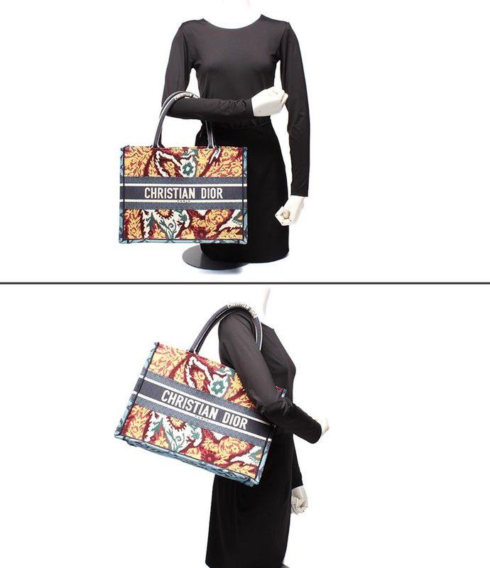 Christian Dior Handbag Tote Bag Embroidery Paisley Medium Book Tote Women