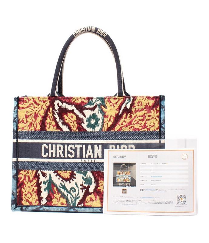 Christian Dior Handbag Tote Bag Embroidery Paisley Medium Book Tote Women