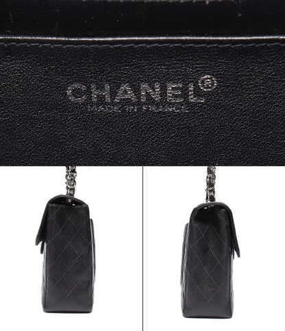 Chanel Shoulder Bag Single Flap Double Chain Silver Hardware Caviar Skin Deka