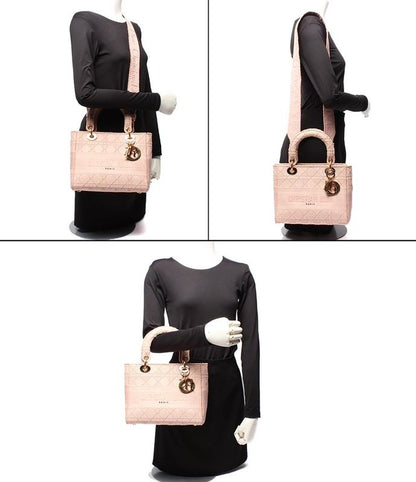 Christian Dior 2-Way Handbag Shoulder Bag Shoulder Crossbody Lady D-Lite Canage