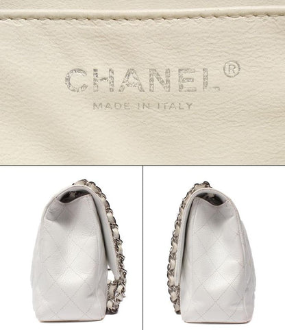 Chanel Chain Shoulder Bag Silver Hardware Double Chain Caviar Skin Deca