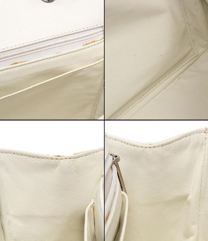 Chanel Chain Shoulder Bag Silver Hardware Double Chain Caviar Skin Deca