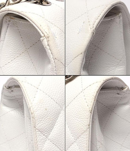 Chanel Chain Shoulder Bag Silver Hardware Double Chain Caviar Skin Deca