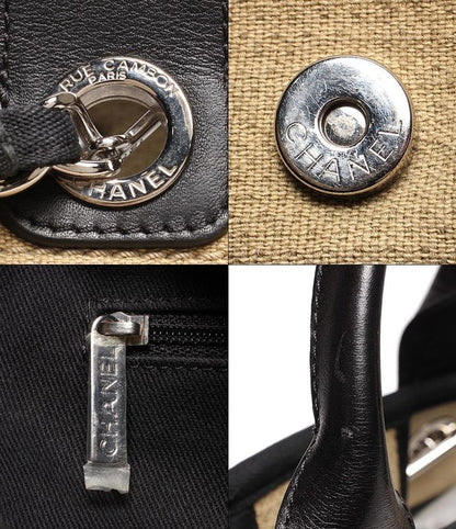 Chanel Tote Shoulder Bag Silver Hardware Deauville Tote Women's Chanel