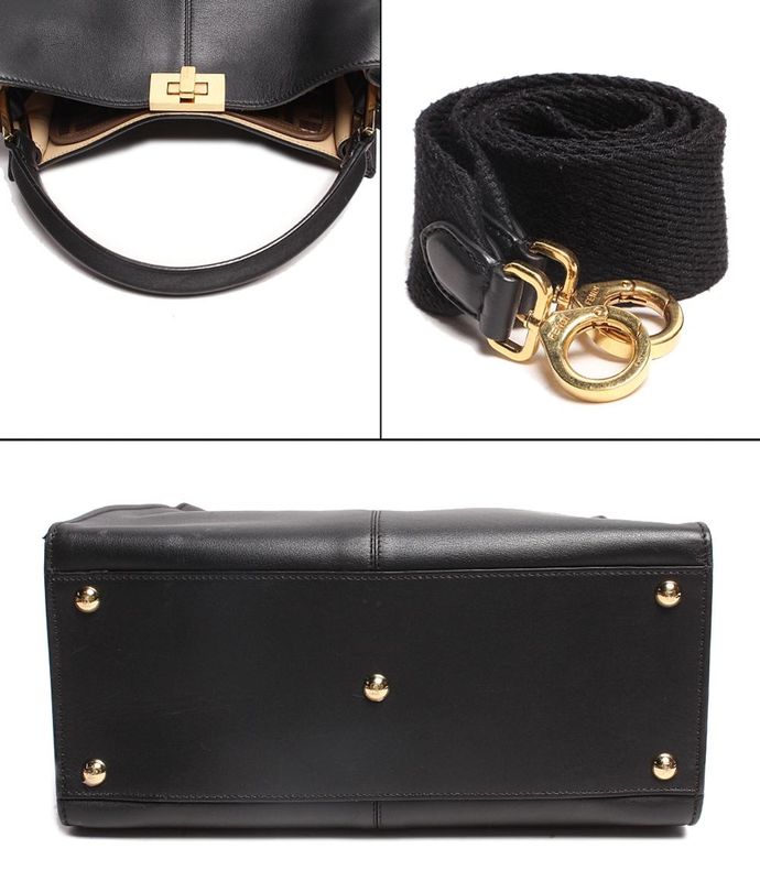 Fendi Leather Shoulder Bag Handbag Gold Hardware Xlight Medium 8bn310 Women