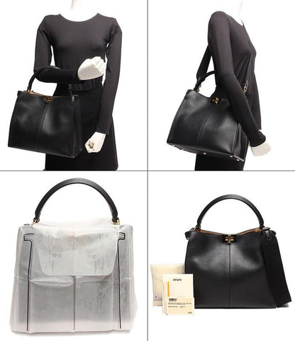 Fendi Leather Shoulder Bag Handbag Gold Hardware Xlight Medium 8bn310 Women