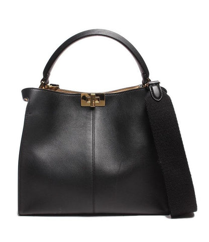 Fendi Leather Shoulder Bag Handbag Gold Hardware Xlight Medium 8bn310 Women