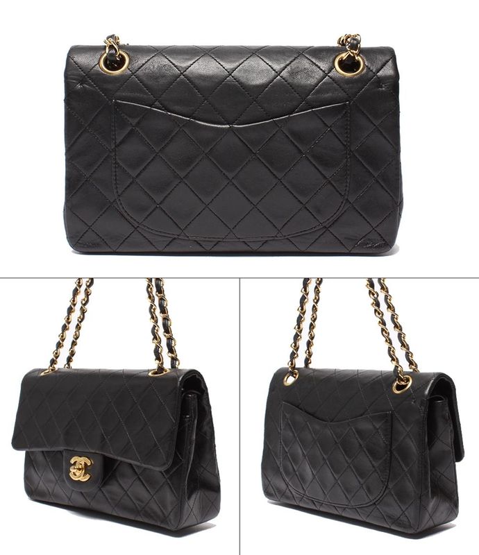 Chanel Chain Shoulder Bag Double Flap W Chain Gold Hardware Lambskin Matelasse