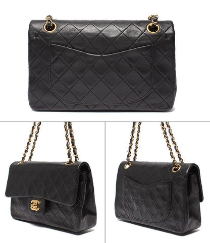 Chanel Chain Shoulder Bag Double Flap W Chain Gold Hardware Lambskin Matelasse