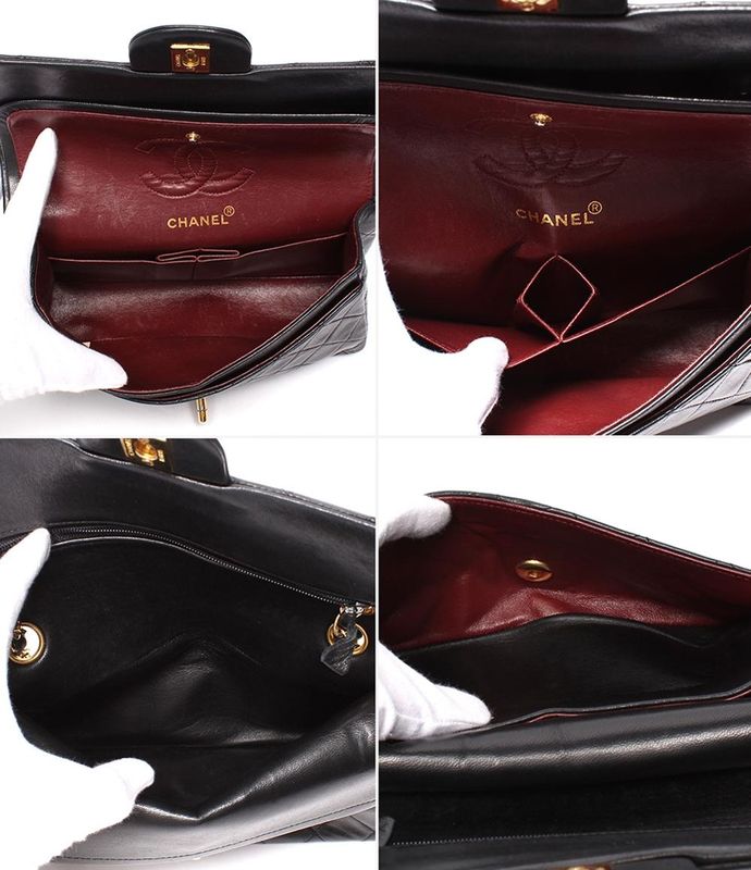 Chanel Chain Shoulder Bag Double Flap W Chain Gold Hardware Lambskin Matelasse