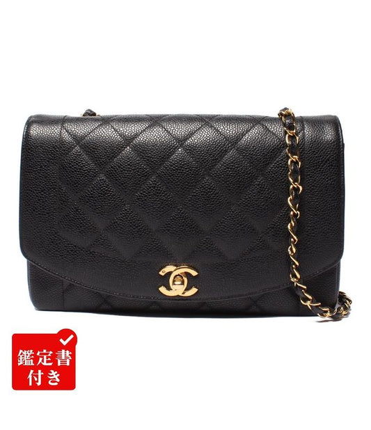 Chanel Chain Shoulder Bag Single Flap Single Chain Gold Hardware Diana Caviar