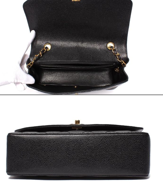 Chanel Chain Shoulder Bag Single Flap Single Chain Gold Hardware Diana Caviar