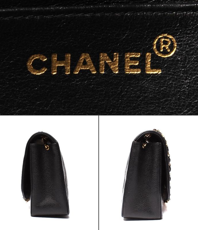 Chanel Chain Shoulder Bag Single Flap Single Chain Gold Hardware Diana Caviar