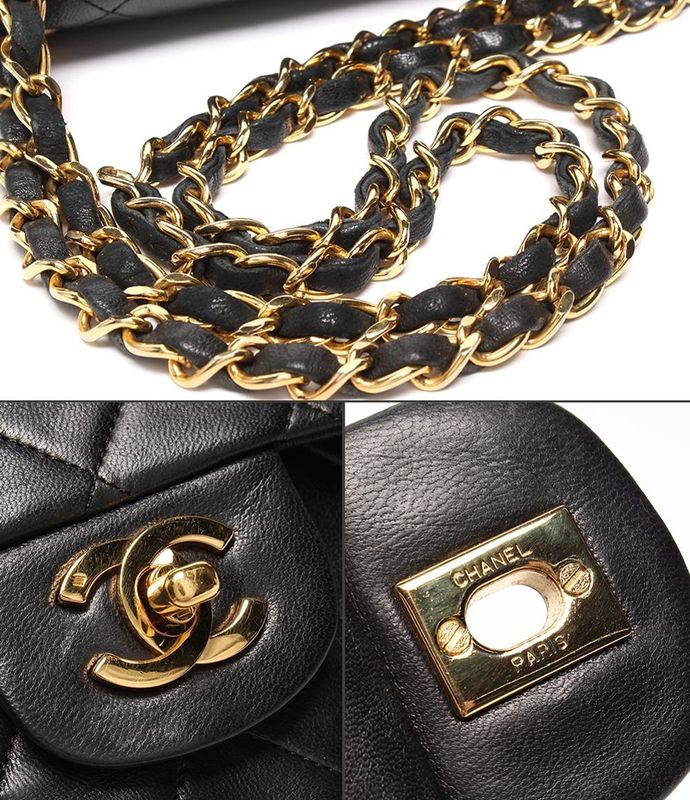 Chanel Handbag Shoulder Bag Shoulder Double Flap Double Chain Gold Hardware