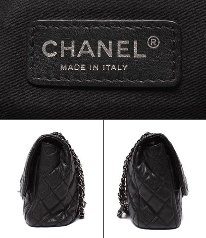 Chanel Chain Shoulder Bag Caviar Skin Silver Hardware 18s Double Chain Single