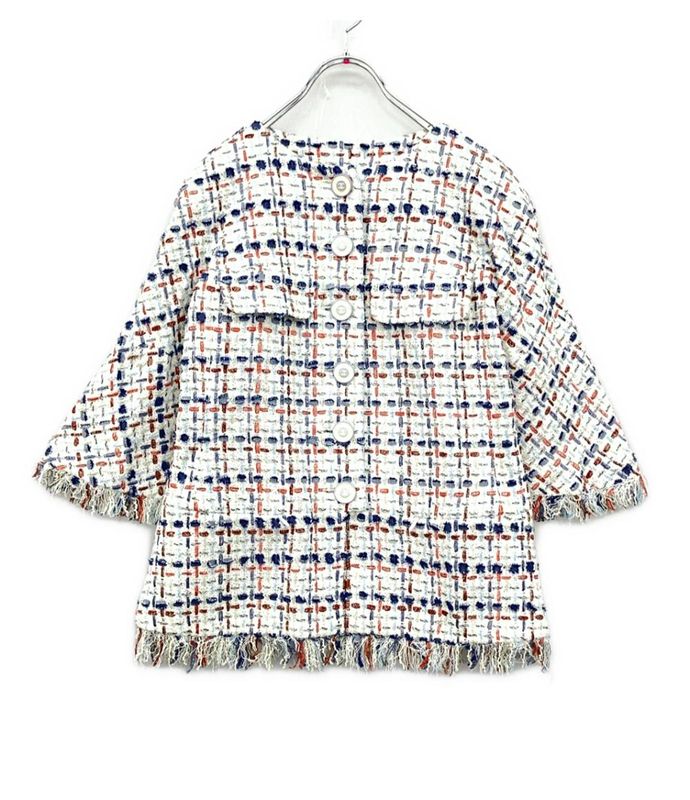 Chanel No Collar Tweed Jacket P58330v44229 Women's Size 36 (S) Chanel