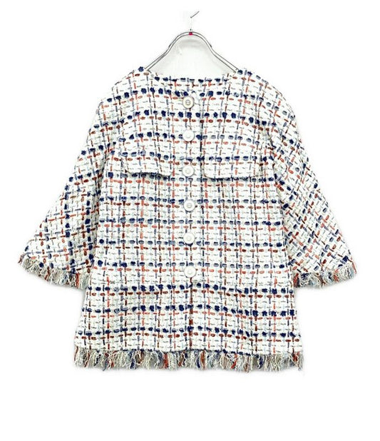 Chanel No Collar Tweed Jacket P58330v44229 Women's Size 36 (S) Chanel
