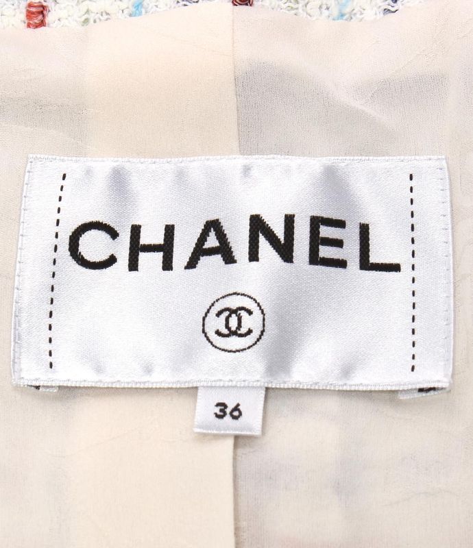 Chanel No Collar Tweed Jacket P58330v44229 Women's Size 36 (S) Chanel
