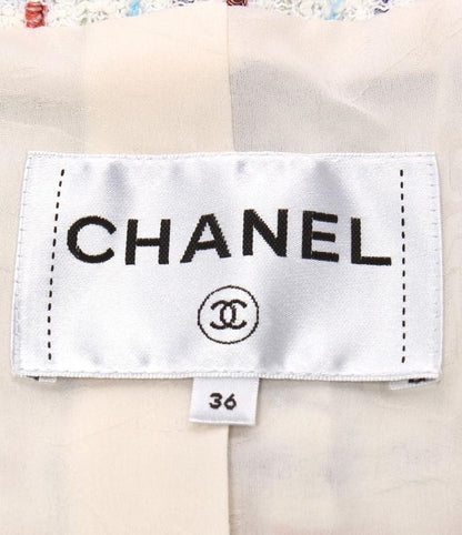 Chanel No Collar Tweed Jacket P58330v44229 Women's Size 36 (S) Chanel