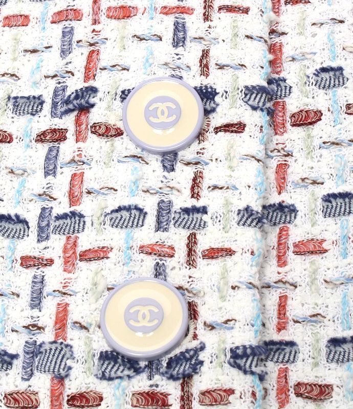 Chanel No Collar Tweed Jacket P58330v44229 Women's Size 36 (S) Chanel