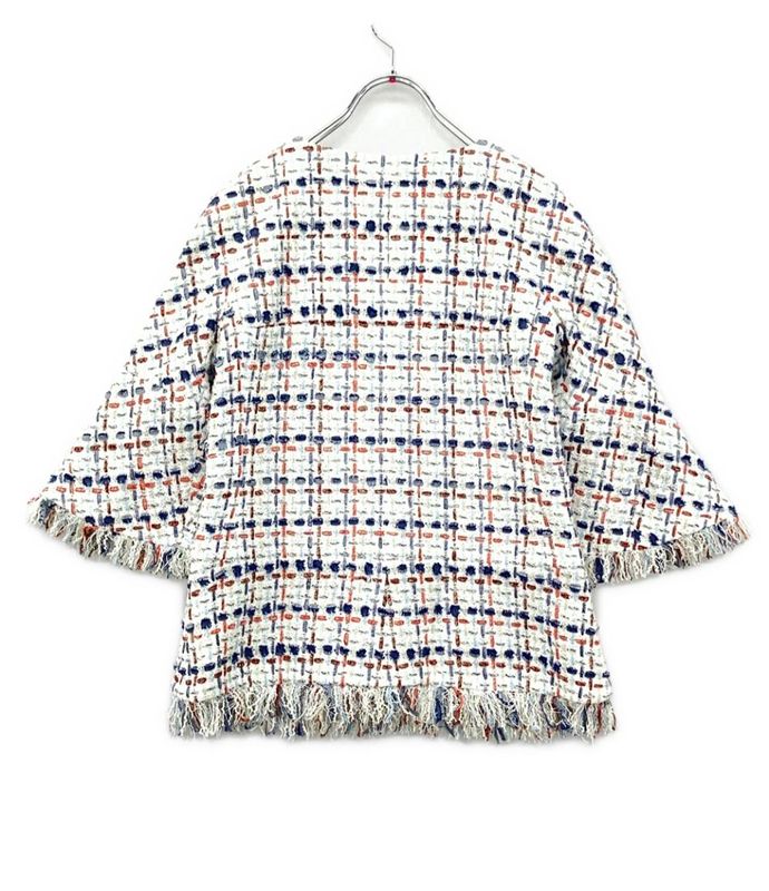 Chanel No Collar Tweed Jacket P58330v44229 Women's Size 36 (S) Chanel