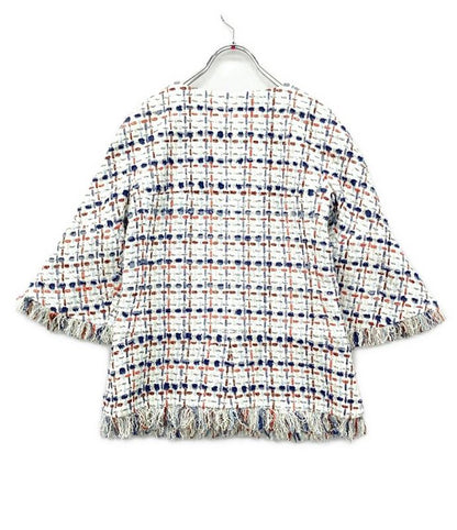 Chanel No Collar Tweed Jacket P58330v44229 Women's Size 36 (S) Chanel