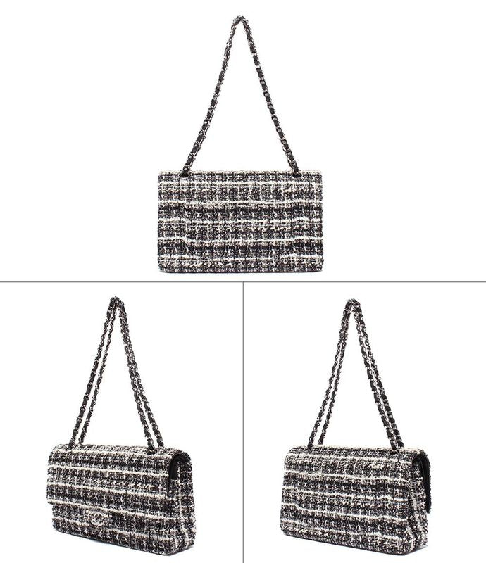 Chanel Shoulder Bag Handbag Shoulder Tweed Double Chain Double Flap Silver