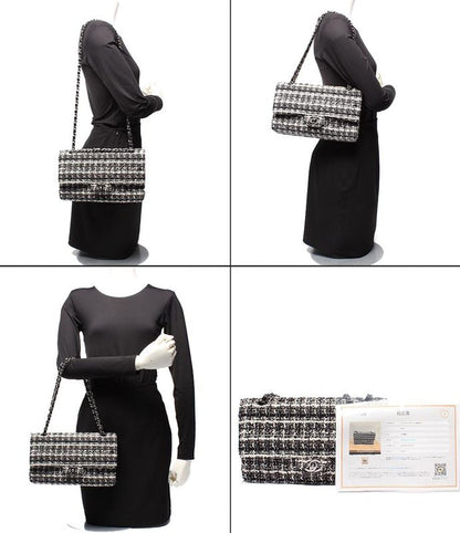Chanel Shoulder Bag Handbag Shoulder Tweed Double Chain Double Flap Silver