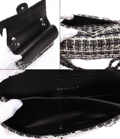 Chanel Shoulder Bag Handbag Shoulder Tweed Double Chain Double Flap Silver