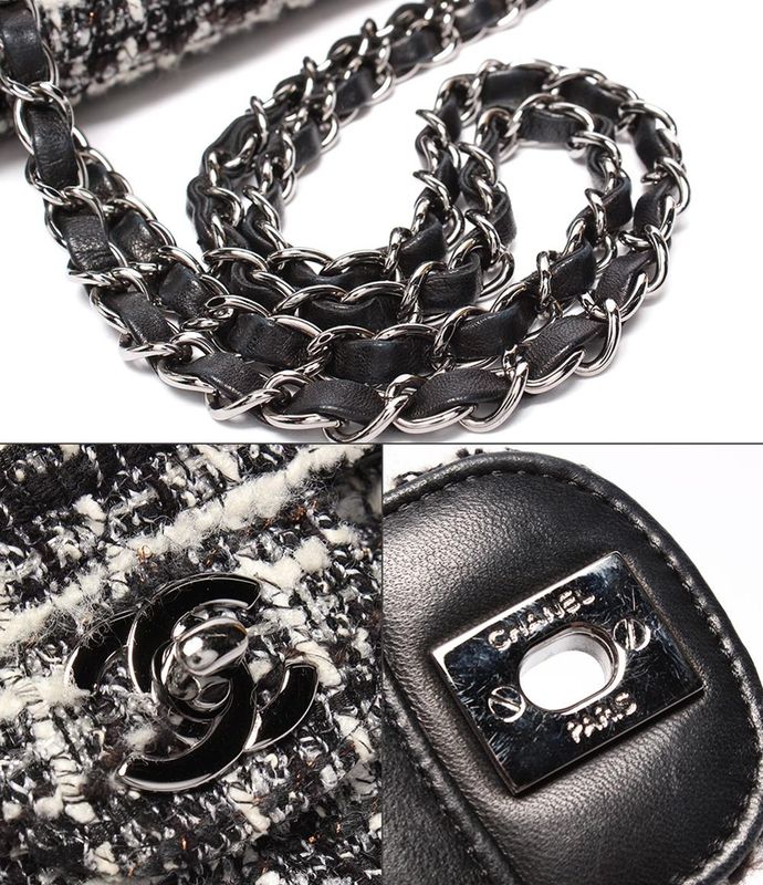 Chanel Shoulder Bag Handbag Shoulder Tweed Double Chain Double Flap Silver